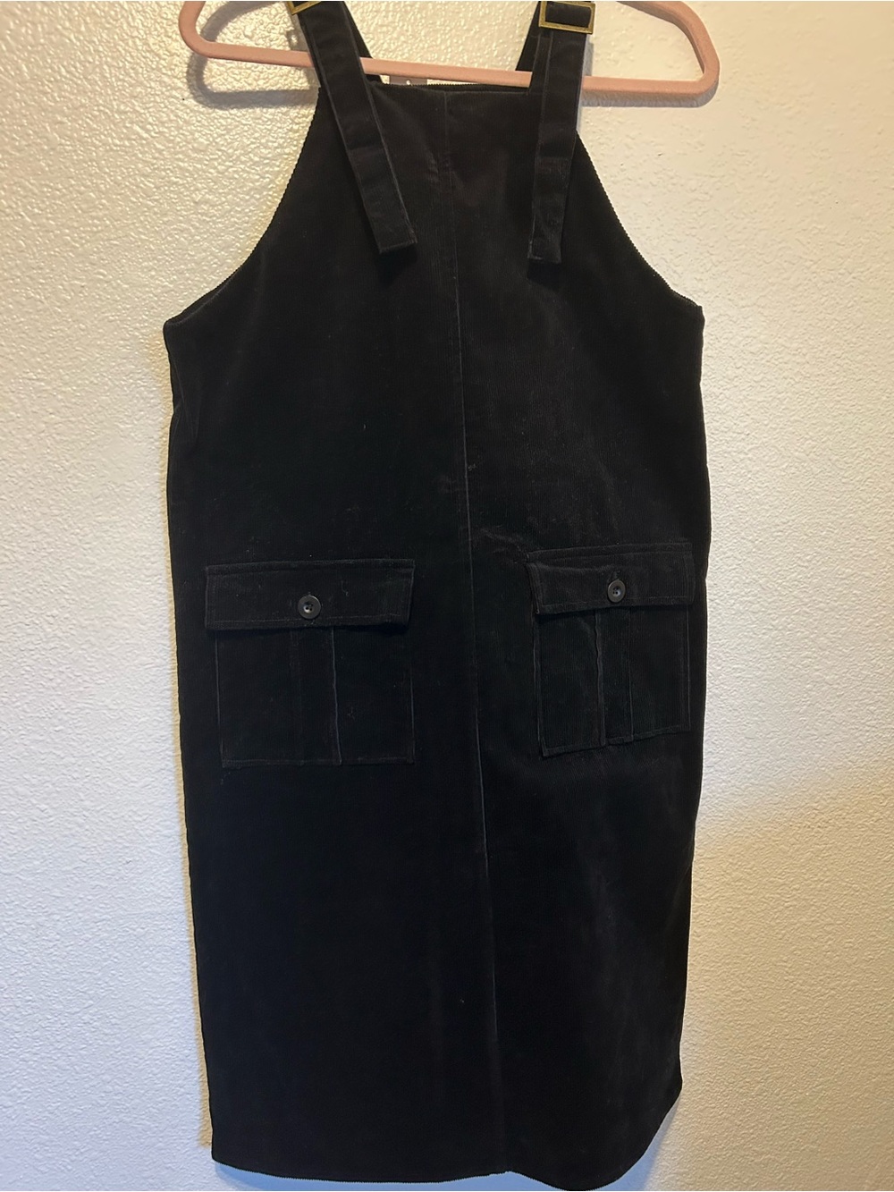 Sweet Salt Black Midi Pinafore Dress with Front Pockets